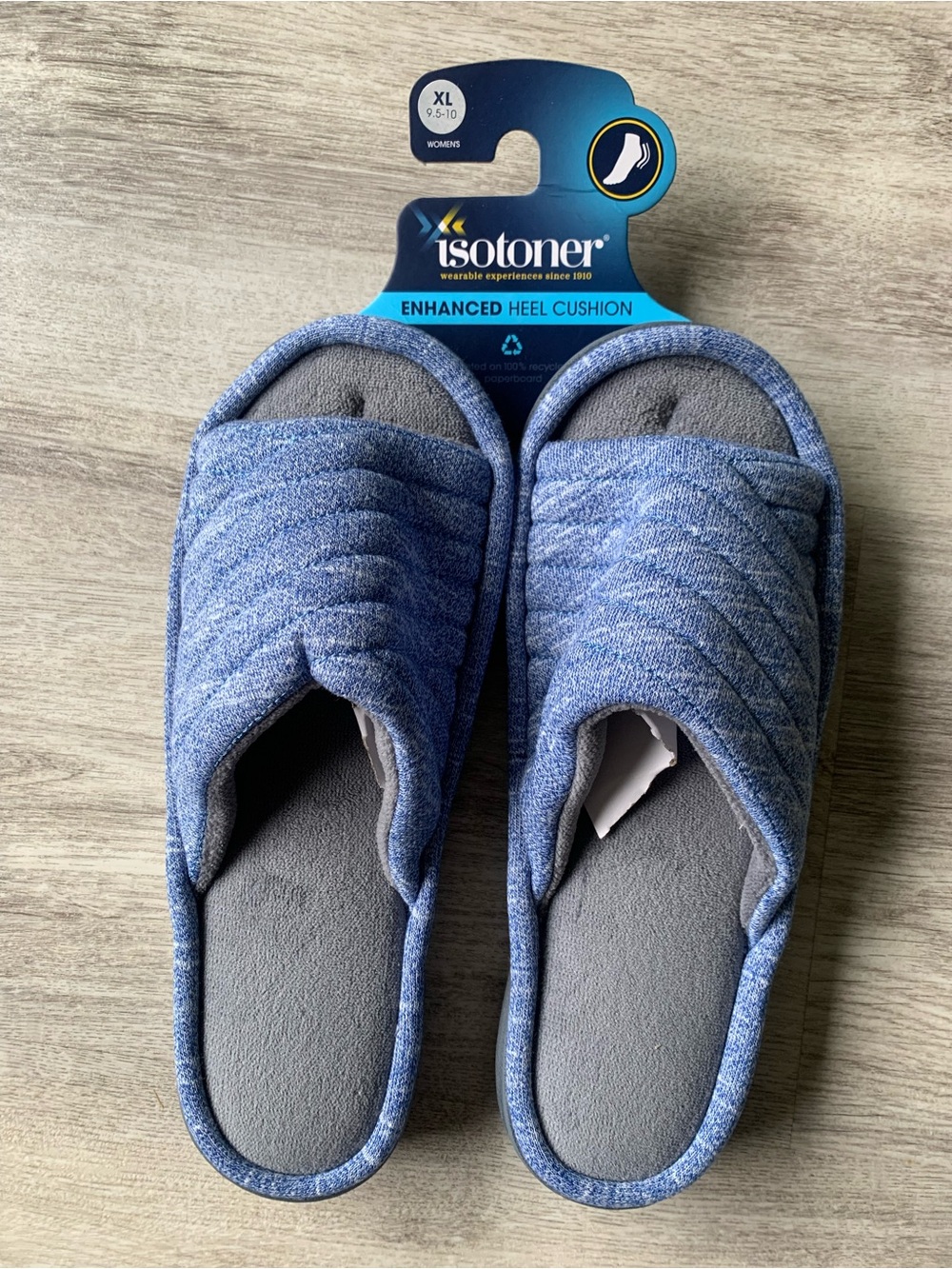 NWT Isotoner Women's Space Knit Andrea Slide Slippers Size XL 9.5-10 Blue